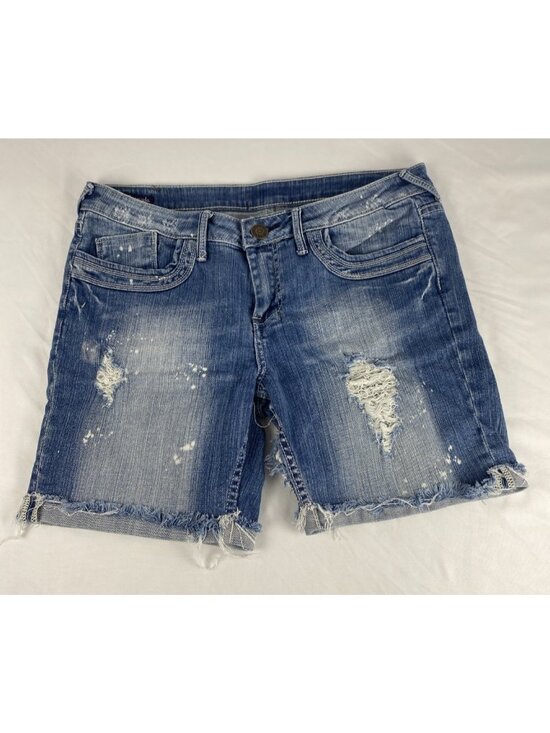 Vigoss Pants - Vigoss Bermuda 5 Pocket Stretch Denim Cuffed Shorts Lowrise Womens / Jrs Size 7